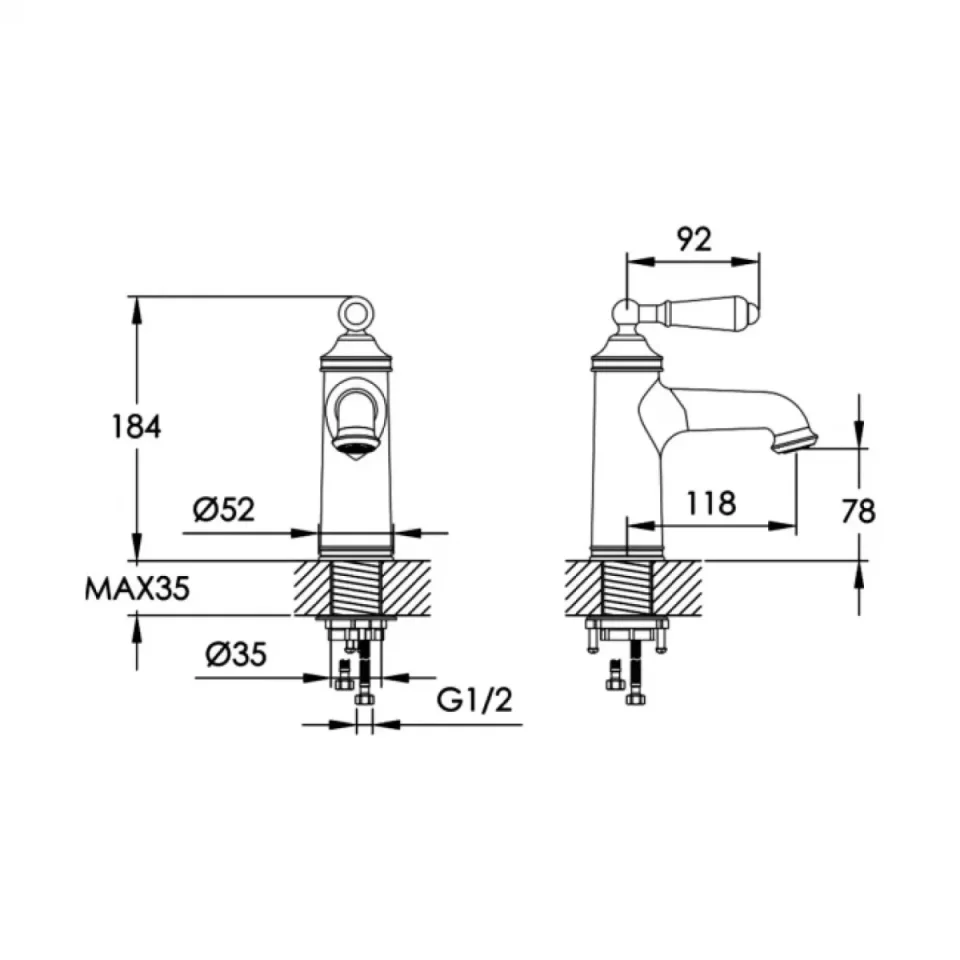 Just Taps Grosvenor Lever Basin Mixer Chrome including waste - Image 2