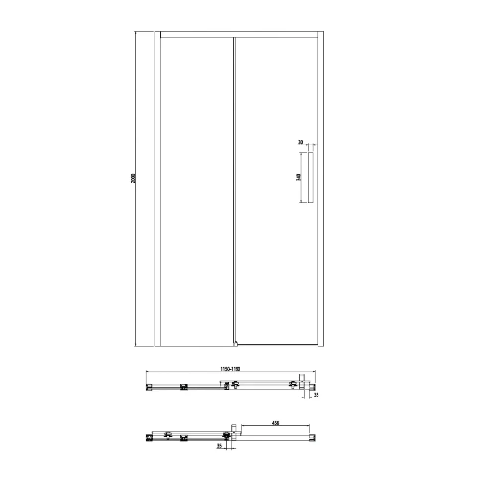 Crosswater Asura 8mm Sliding Door 1200 Brushed Brass - Image 2