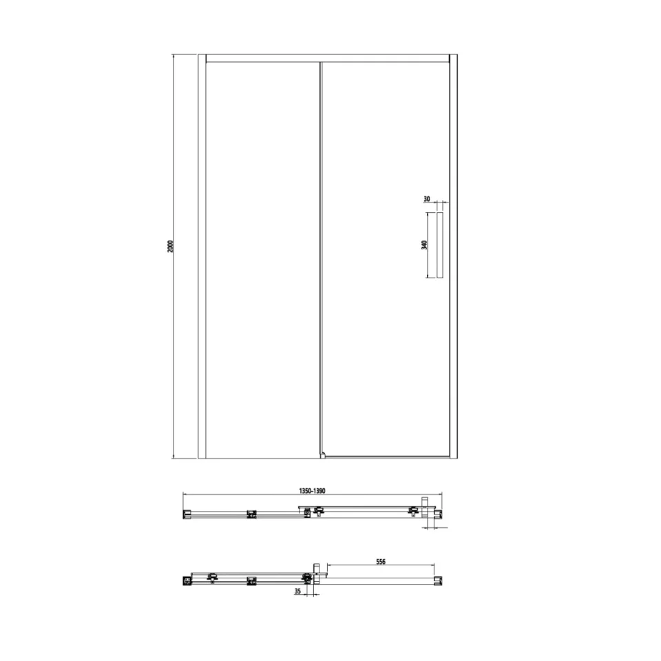 Crosswater Asura 8mm Sliding Door 1400 Brushed Nickel - Image 2