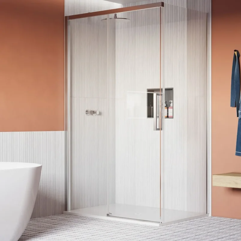 Crosswater Asura 8mm Sliding Door 1200 Chrome detail view - Image 1