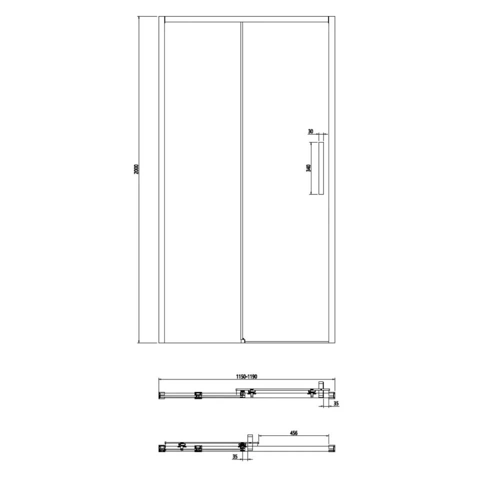 Crosswater Asura 8mm Sliding Door 1200 Chrome - Image 2
