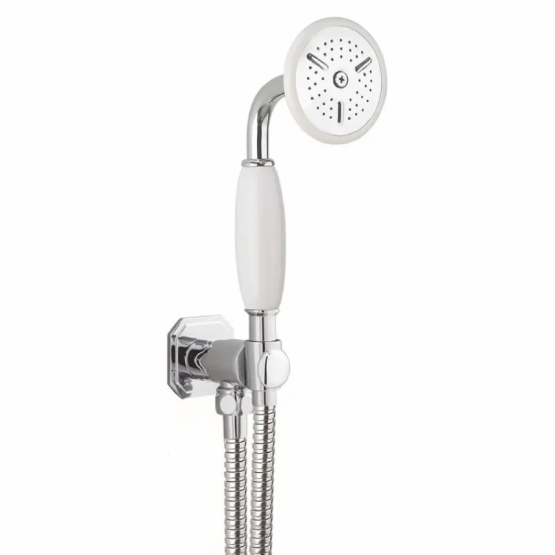 Crosswater Belgravia Handset, Wall Outlet & Hose Chrome detail view - Image 3