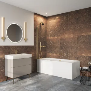 Crosswater Asura 8mm Hinged Bath Screen 900 Brushed Brass