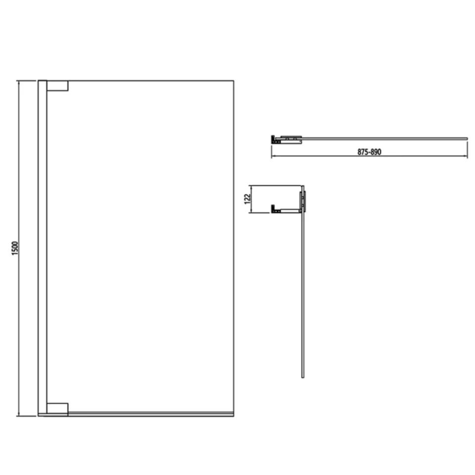 Crosswater Asura 8mm Hinged Bath Screen 900 Brushed Brass - Image 2