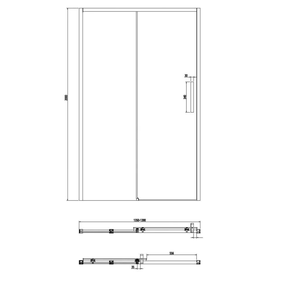 Crosswater Asura 8mm Sliding Door 1400 Brushed Brass - Image 2