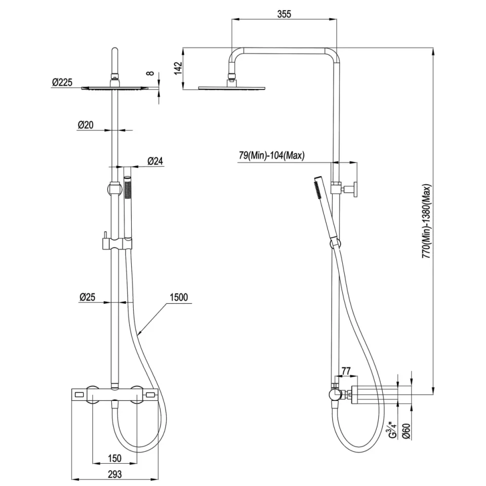 Crosswater Central Multifunction Shower Chrome detail view - Image 2