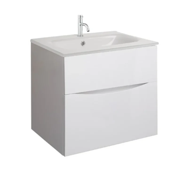 Crosswater Glide II Basin 600 Ceramic O/F White Gloss detail view - Image 1