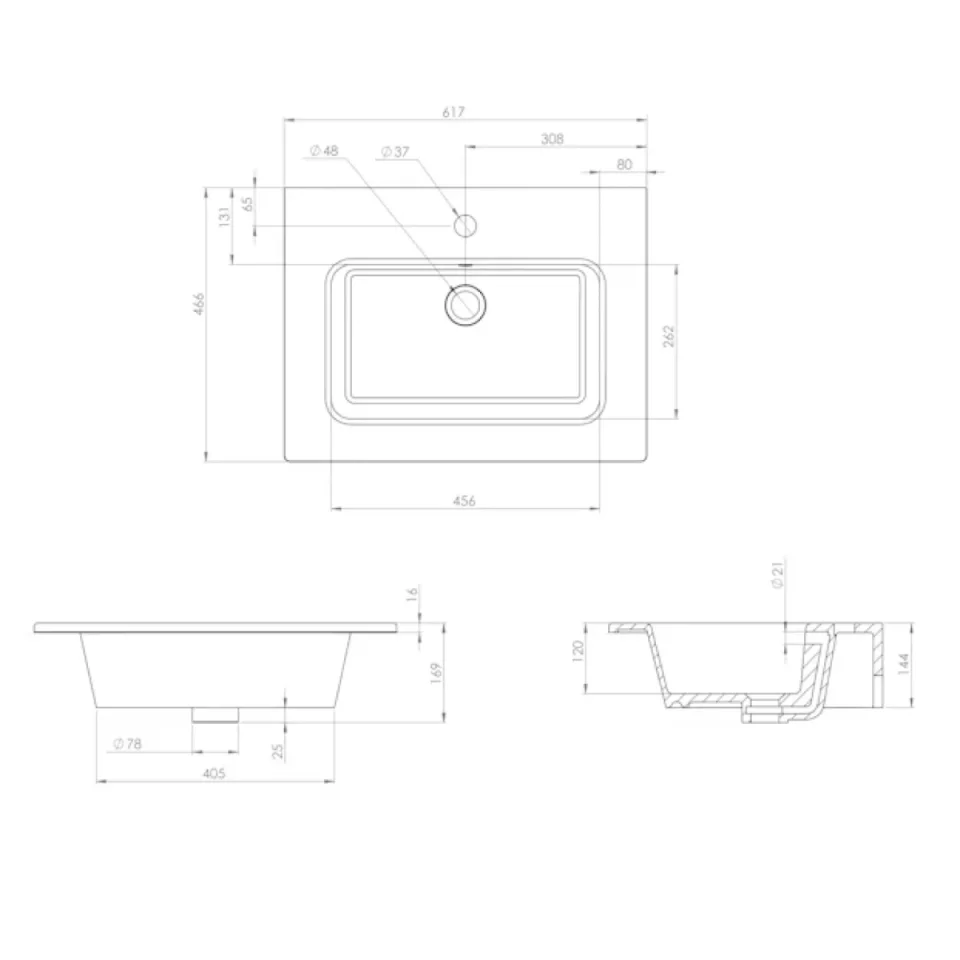 Saneux Uni 60x47cm Washbasin 1th - Image 3