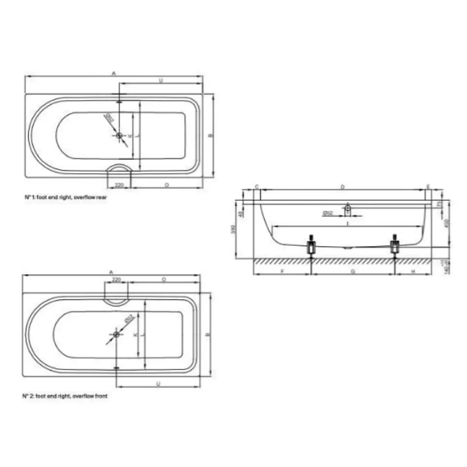Bette Ocean 1800 800mm Foot End Rightoverflow Rear White - Image 3