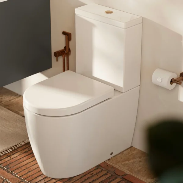 Saneux Uni Close Coupled Left Hand Soil Exit Wc Pan - Rimless