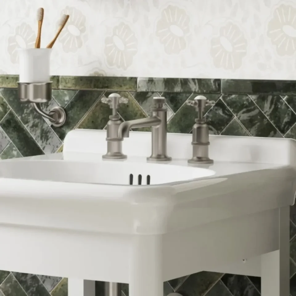 Burlington Guild Basin 3th Mixer Deck Mounted Brushed Nickel - Image 1