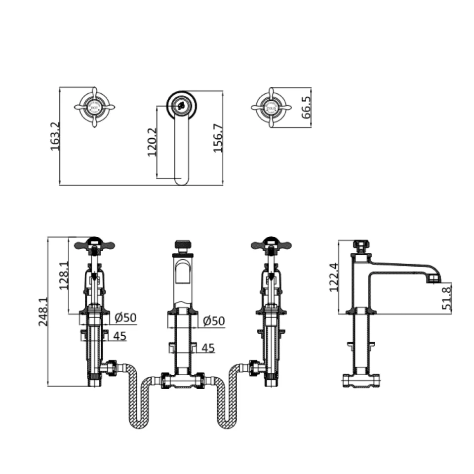 Burlington Guild Basin 3th Mixer Deck Mounted Brushed Nickel - Image 3