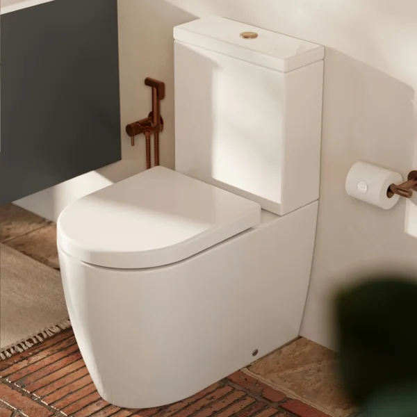 Saneux Uni Close Coupled Right Hand Soil Exit Wc Pan - Rimless