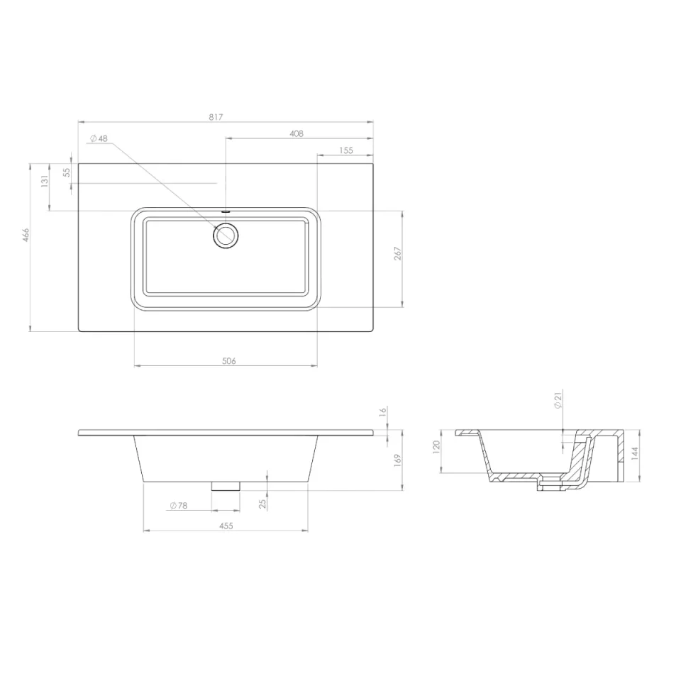 Saneux Uni 80x47cm Washbasin 0th - Image 2