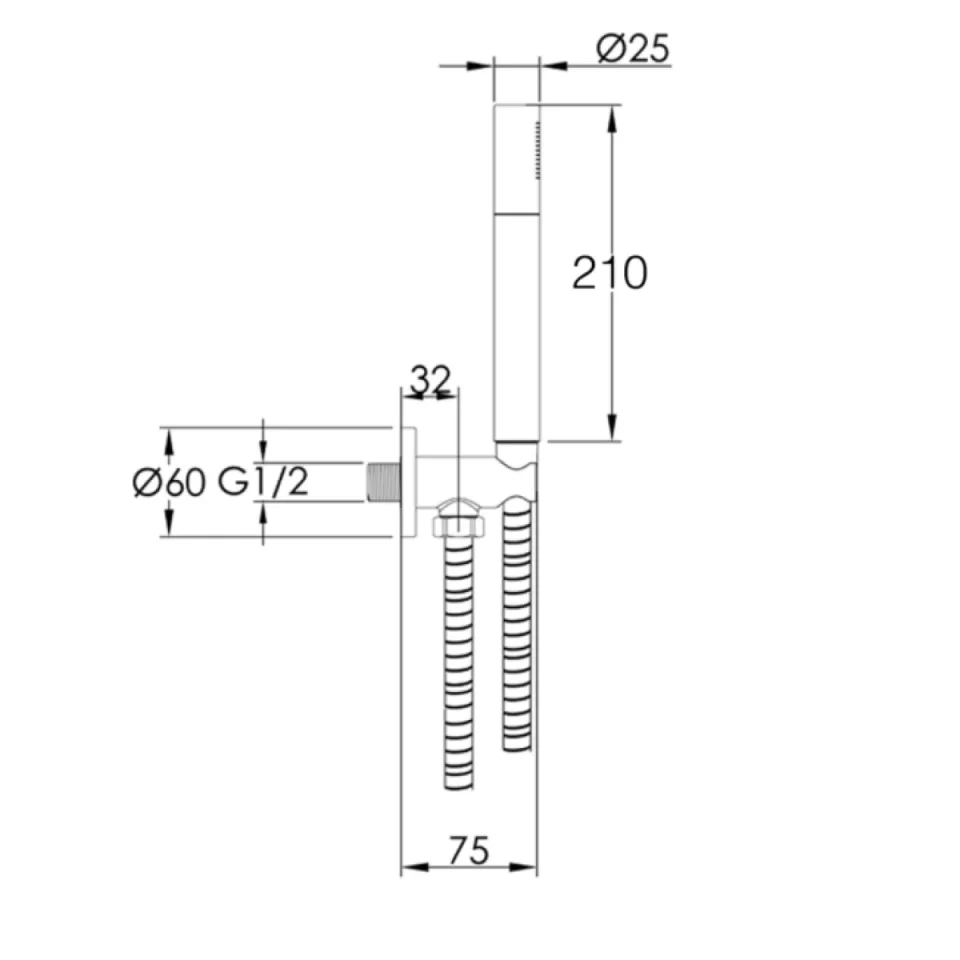 Just Taps Vos Round Water Outlet Hose & H/shower Att Brushed Bronze - Image 2