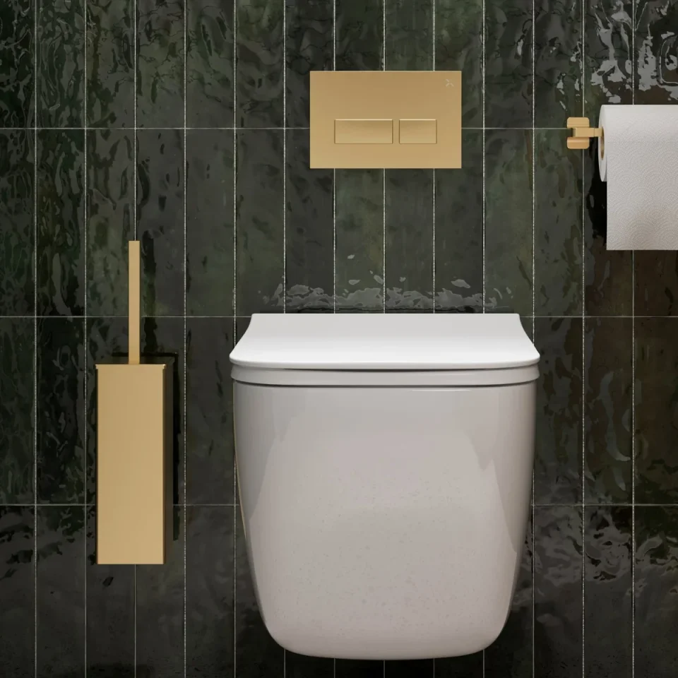 Crosswater Mpro Stainless Steel Flush Plate Brushed Brass detail view - Image 1
