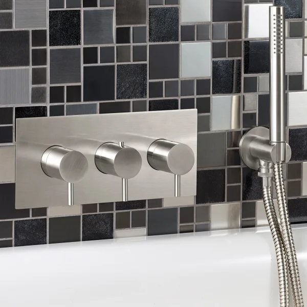 Just Taps Inox Thermostatic Concealed 2 Outlet Shower Valve Horizontal