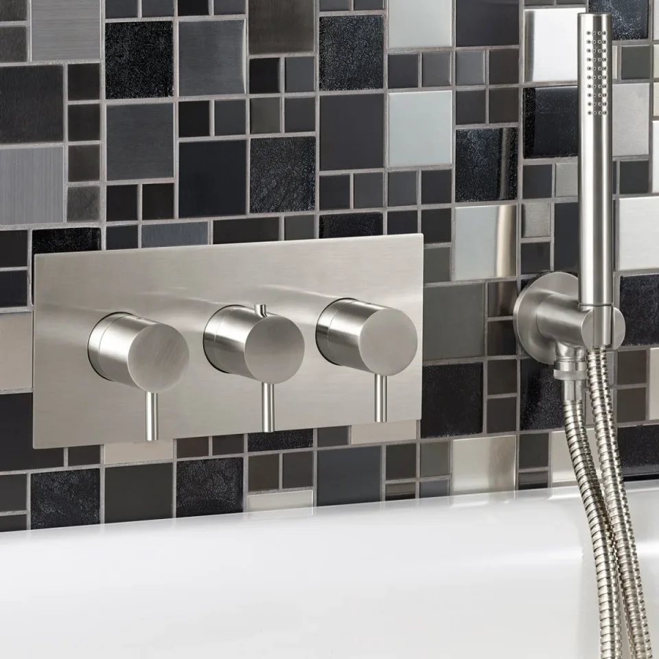 Just Taps Inox Thermostatic Concealed 2 Outlet Shower Valve Horizontal - Image 1