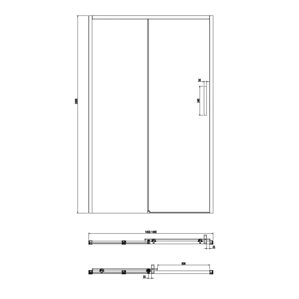 Crosswater Asura 8mm Sliding Door 1500 Brushed Brass - Image 2