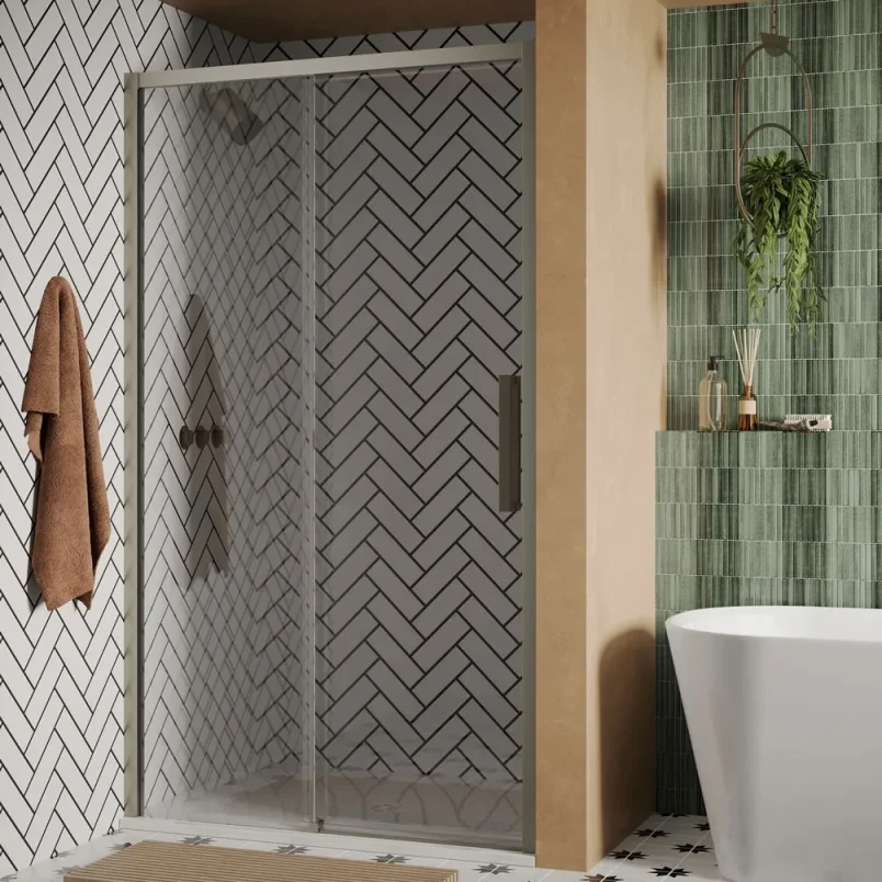 Crosswater Asura 8mm Sliding Door 1500 Brushed Nickel detail view - Image 1