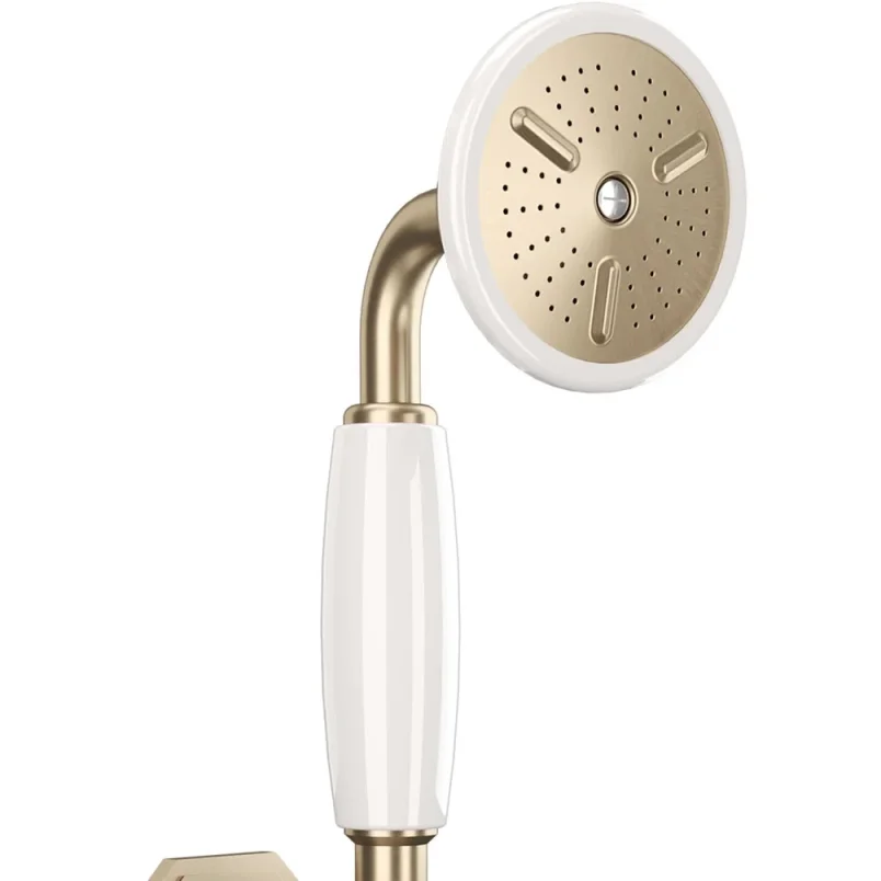 Crosswater Belgravia Handset Wall Outlet and Hose Brushed Brass detail view - Image 3