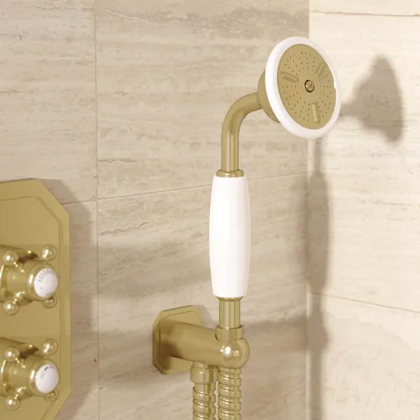 Crosswater Belgravia Handset Wall Outlet and Hose Brushed Brass