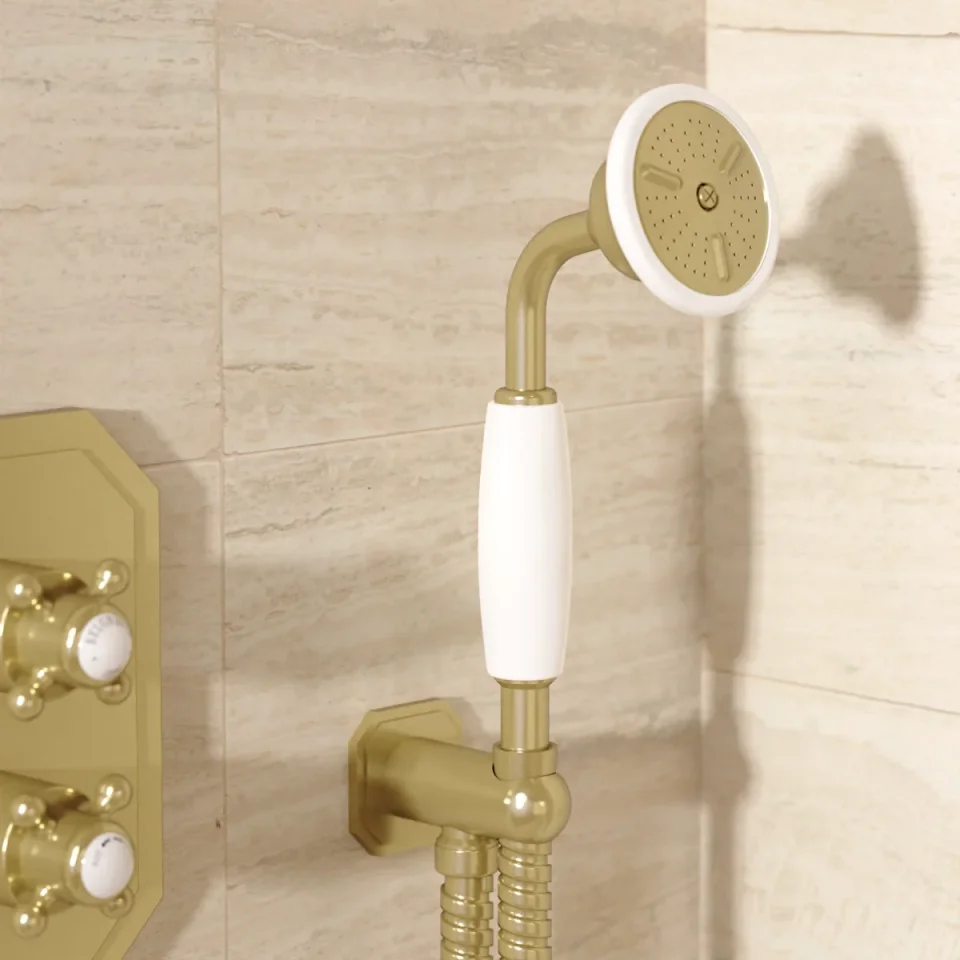 Crosswater Belgravia Handset Wall Outlet and Hose Brushed Brass - Image 1