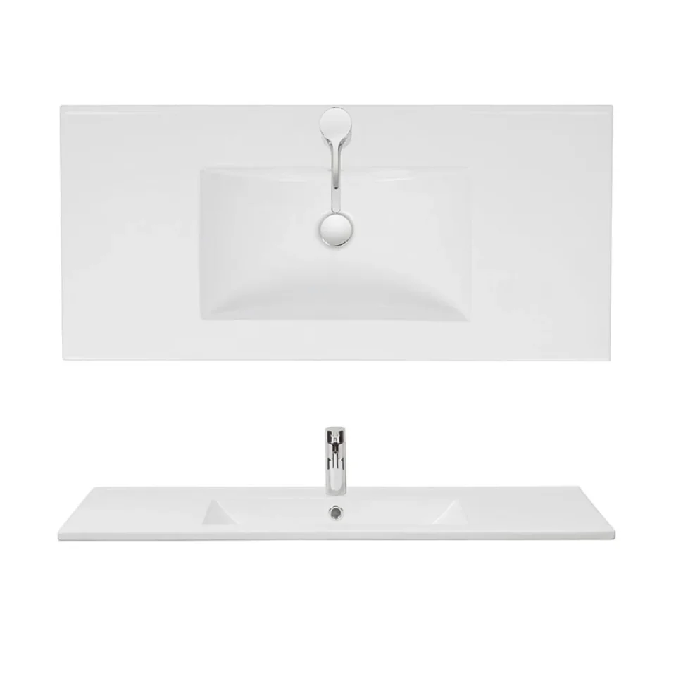 Crosswater Glide II Basin Ceramic 1000 with Overflow White Gloss detail view - Image 2