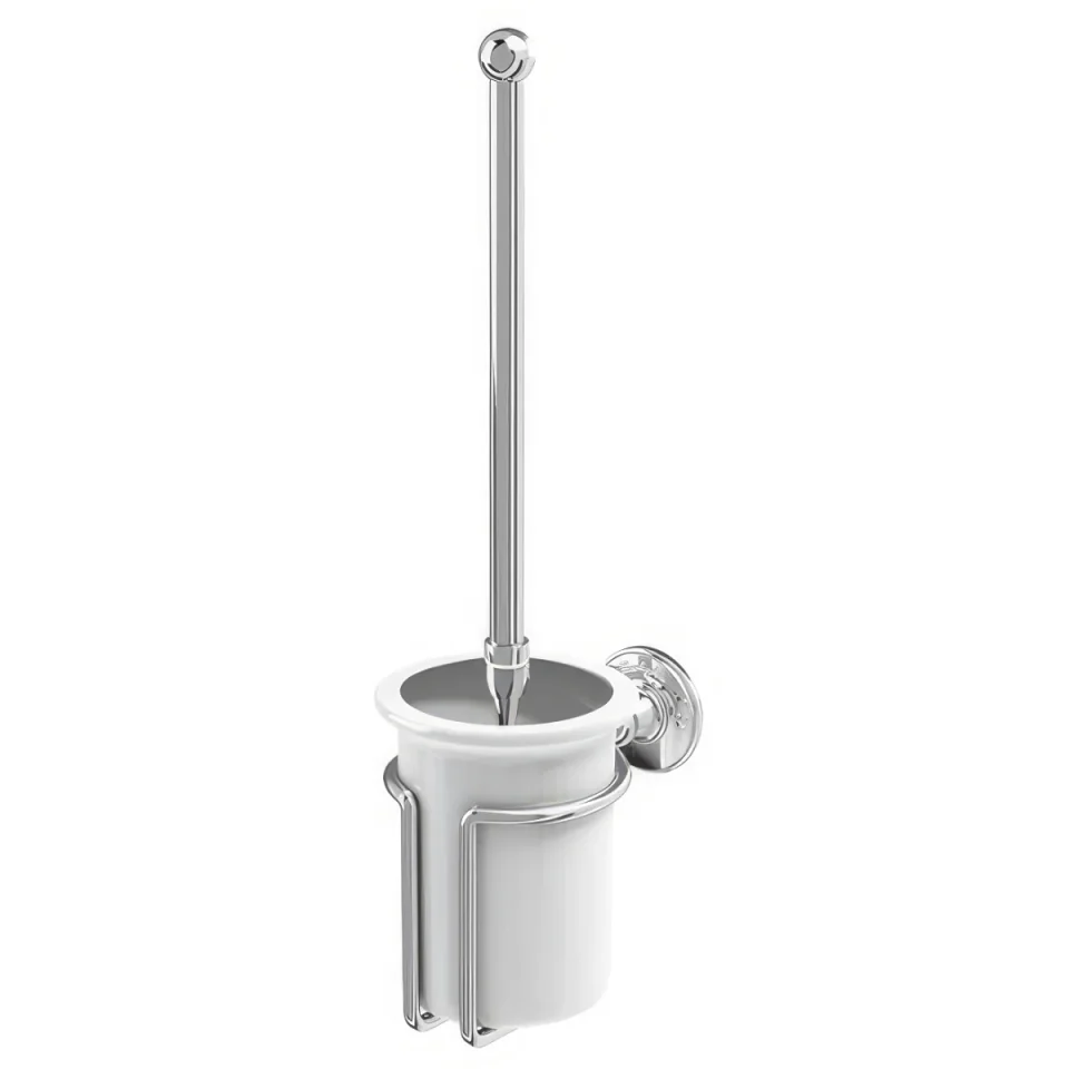 Burlington Toilet Brush & Holder Chrome detail view - Image 1