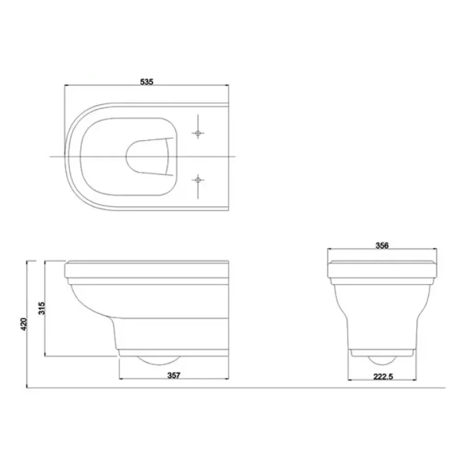 Burlington Riviera Wall Hung Pan White - Image 3