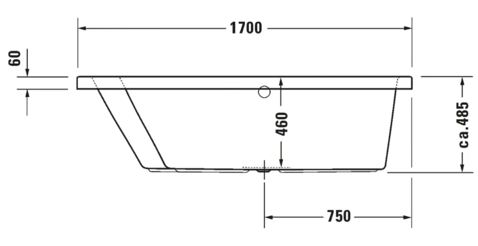 Duravit 1700 x 1000mm Paiova Inset Corner Bath Left Handed White - Image 3
