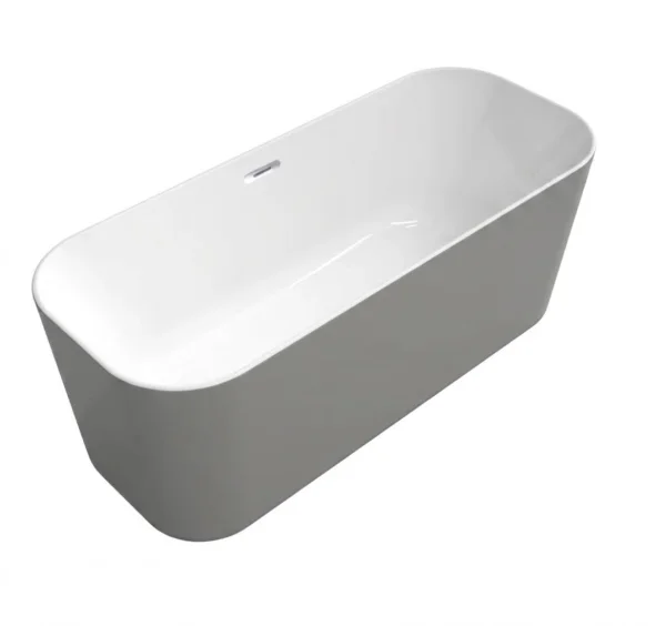 Villeroy & Boch Finion 1700 x 700 mm  Free-standing bath Finion free-standing seamless GLOSS MID GREY EXTERNAL GLOSS WHITE INTERNAL (Quaryl) incl. factory-fitted Push-to-Open valve and overflow design ring Chrome (Q177FIN7A1BCV201)
