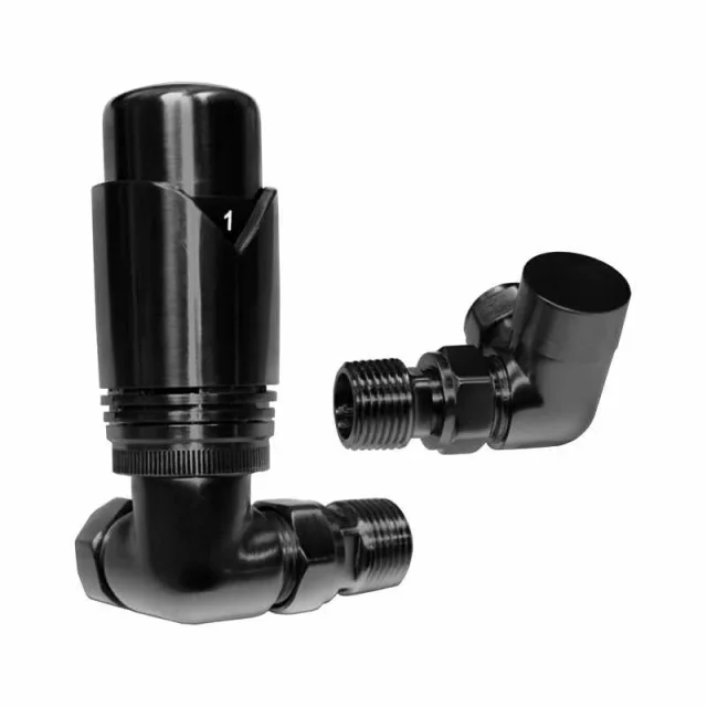 Abacus Ultima Corner Trv8 Valve Set Black Nickel detail view - Image 1