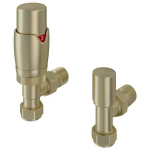 Eastbrook 15mm Angled Trv And Lockshield Valve Brushed Brass