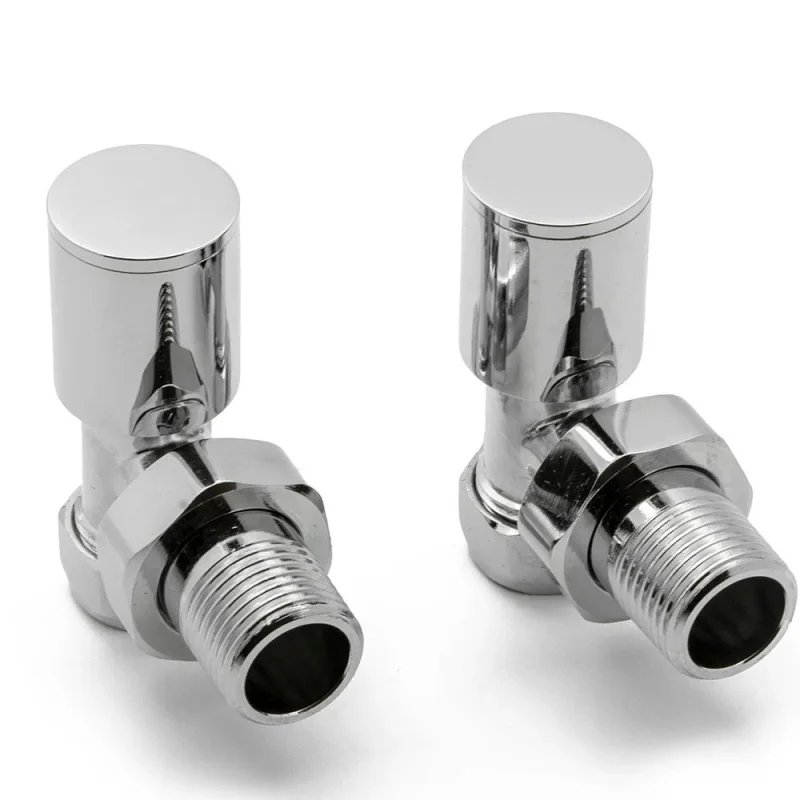 Reina Portland Angled Polished Radiator Valves detail view - Image 1