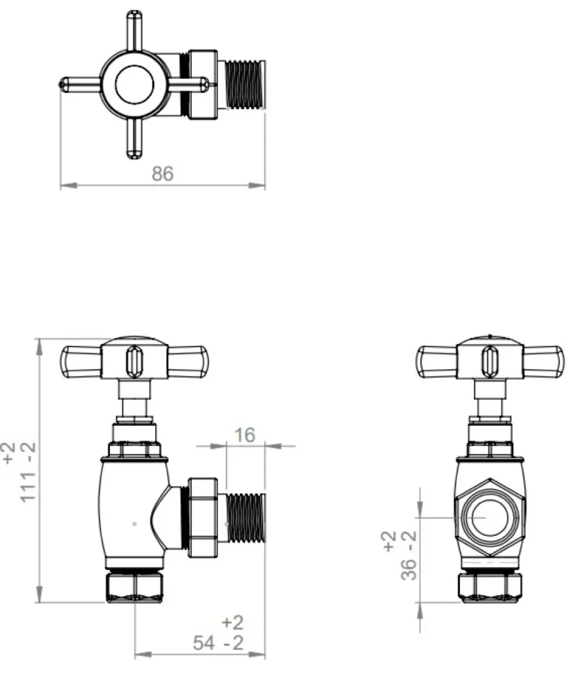 Vogue VL008 Pair Angled Valves With Cover Plates And Connection Tubes Bright Nickel - Image 3