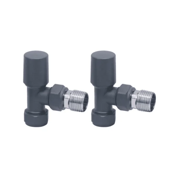 Anthracite Radiator Valve Angled 15mm (Pair)
