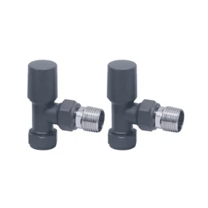 Anthracite Radiator Valve Angled 15mm (Pair)