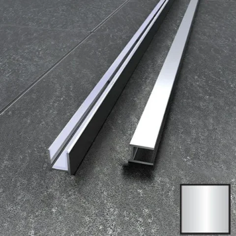 Abacus Vessini V-Fix Surface Channel for 10mm Glass 1200mm Polished Aluminium detail view - Image 1