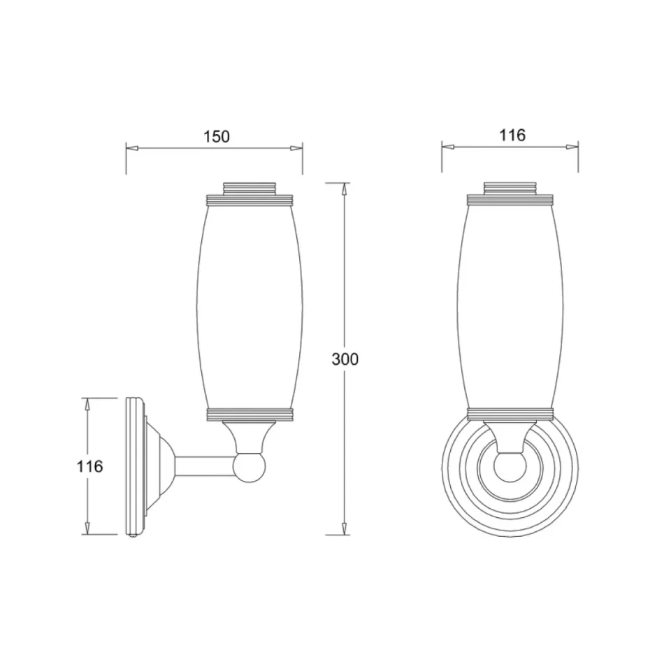 Burlington Round Base Light Tube Frosted Chrome - Image 2