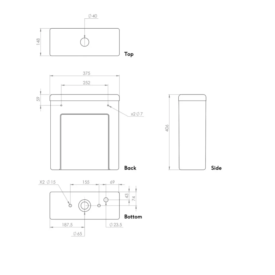 Saneux Uni Cistern & Fittings (for 66070 & 66077) - Image 3