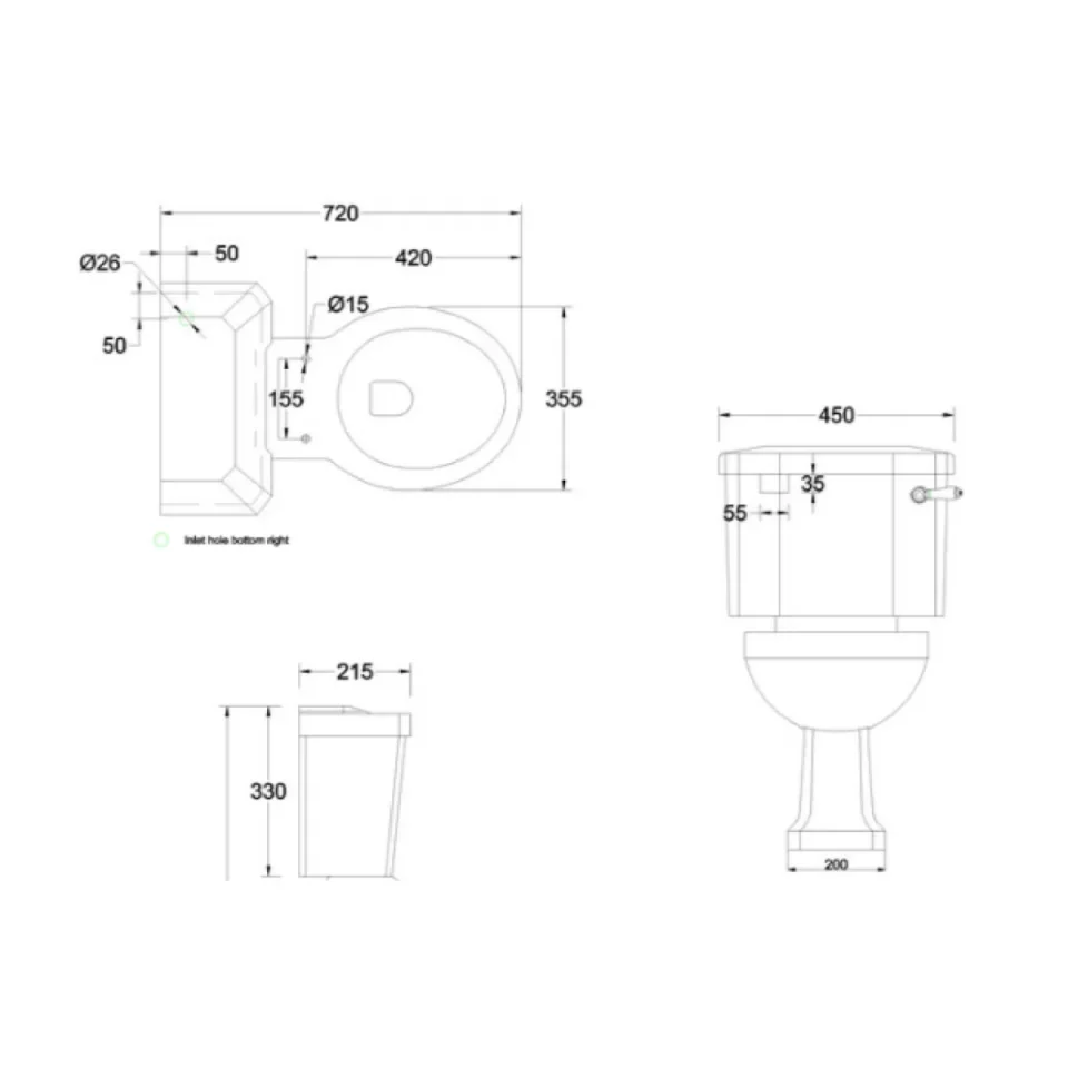 Burlington Close Coupled 440 Lever Cistern - Image 3