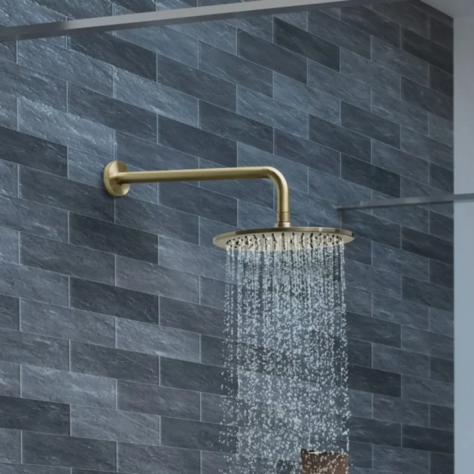 Just Taps Vos Overhead Shower 250mm Brushed Brass - Image 2