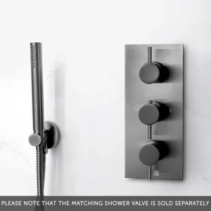 Just Taps Vos Round Water Outlet With Holder Metal Hose And Slim Hand Shower Brushed Black
