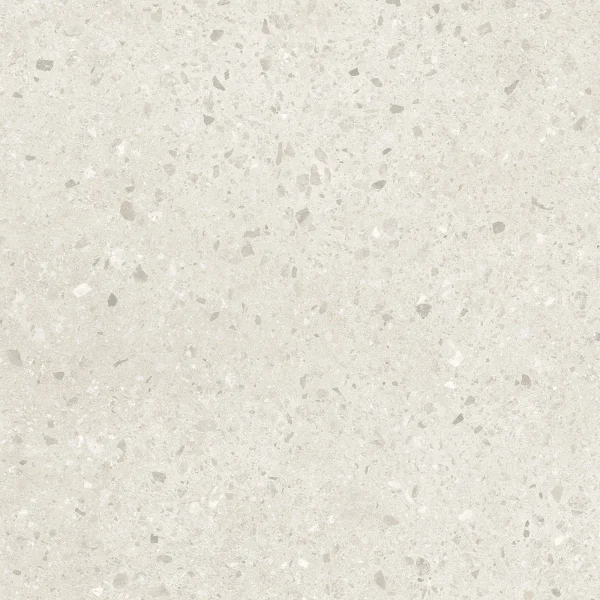 European Tiles Civic Chips Clear Terrazzo Mist White Matt Tile 60x60cm Stock