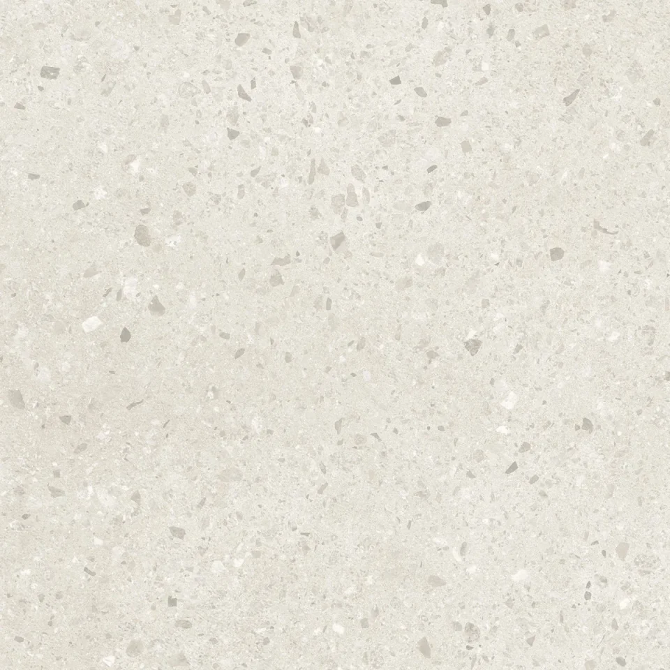 European Tiles Civic Chips Clear Terrazzo Mist White Matt Tile 60x60cm Stock product image - Image 1