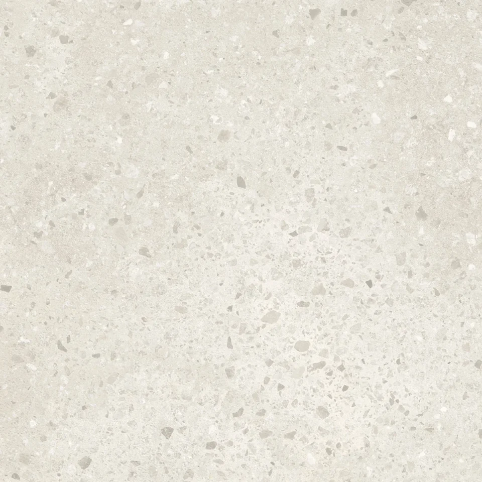 European Tiles Civic Chips Clear Terrazzo Mist White Matt Tile 60x60cm Stock detail view - Image 2