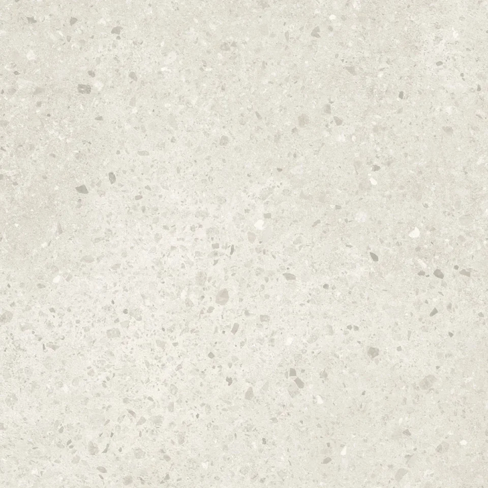 European Tiles Civic Chips Clear Terrazzo Mist White Matt Tile 60x60cm Stock detail view - Image 4