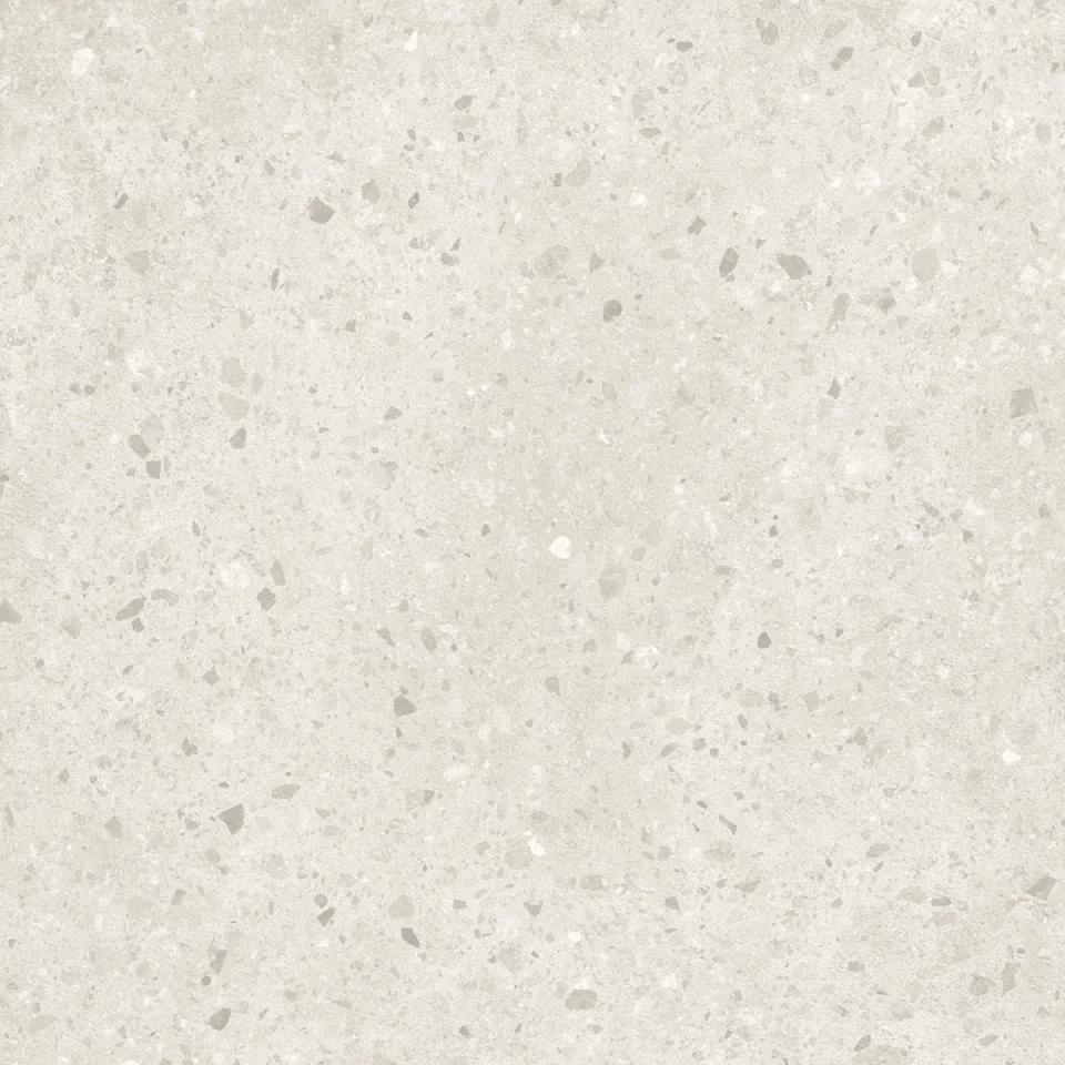 European Tiles Civic Chips Clear Terrazzo Mist White Matt Tile 60x60cm Stock detail view - Image 5