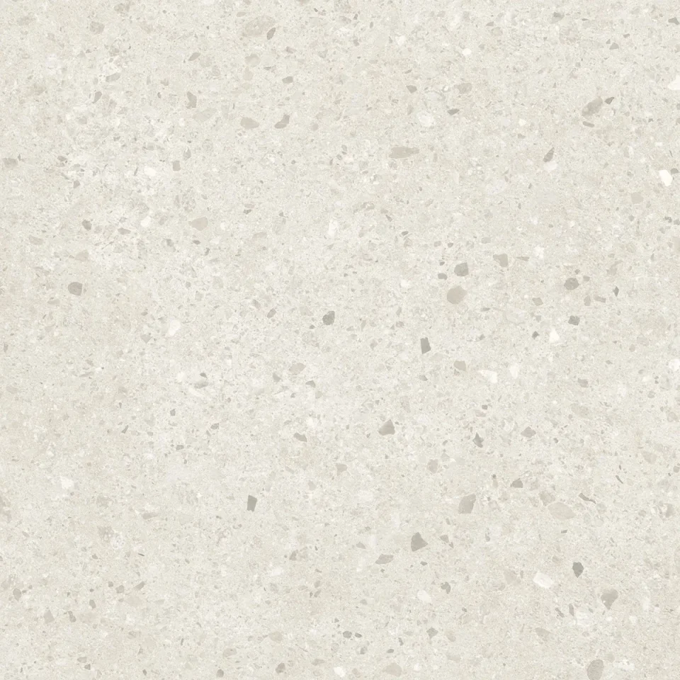 European Tiles Civic Chips Clear Terrazzo Mist White Matt Tile 60x60cm Stock detail view - Image 6